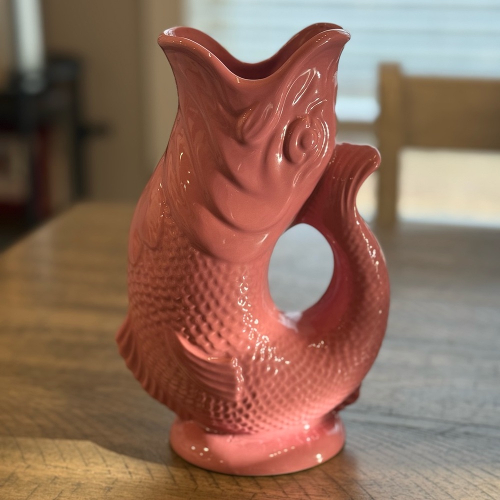 Vintage Wade Gluggle Jug 9in Pink
